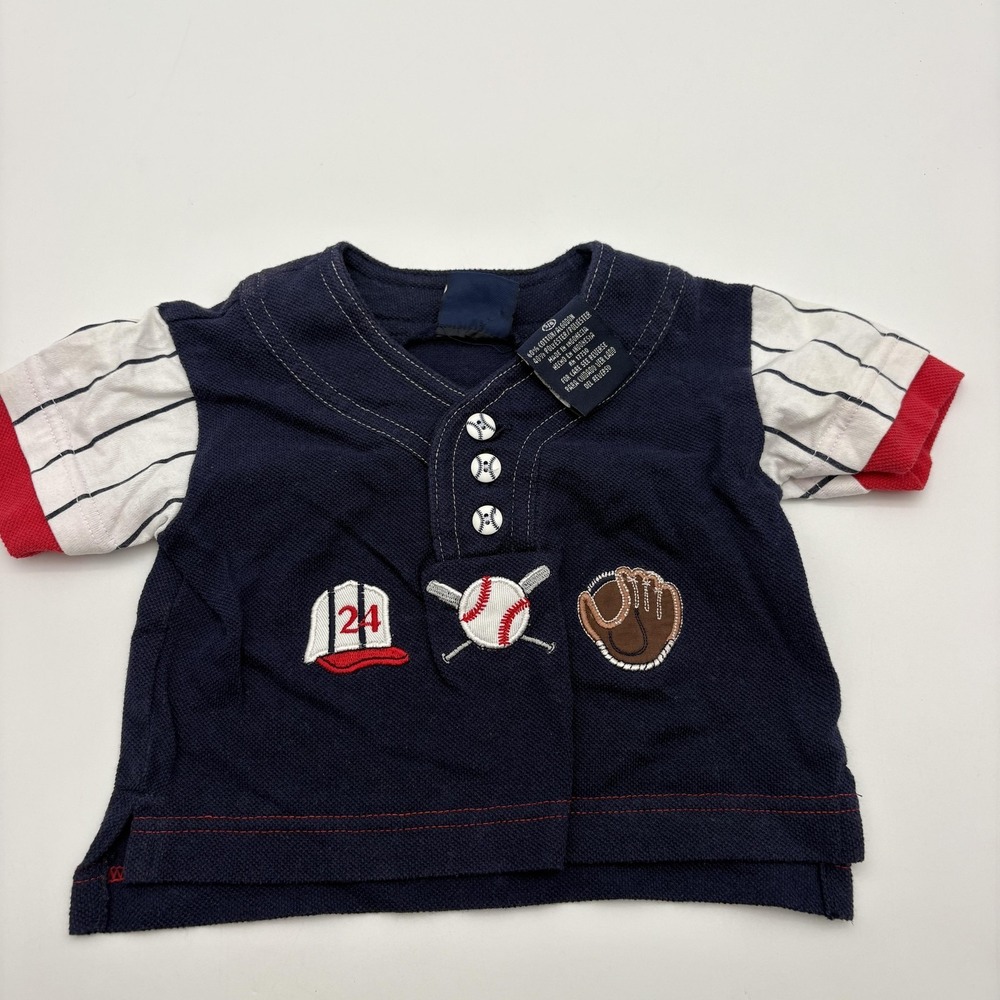 Honors Shirt Boys 3-6 Months Blue Baseball‎ Henley Short Sleeve Jersey Knit Top